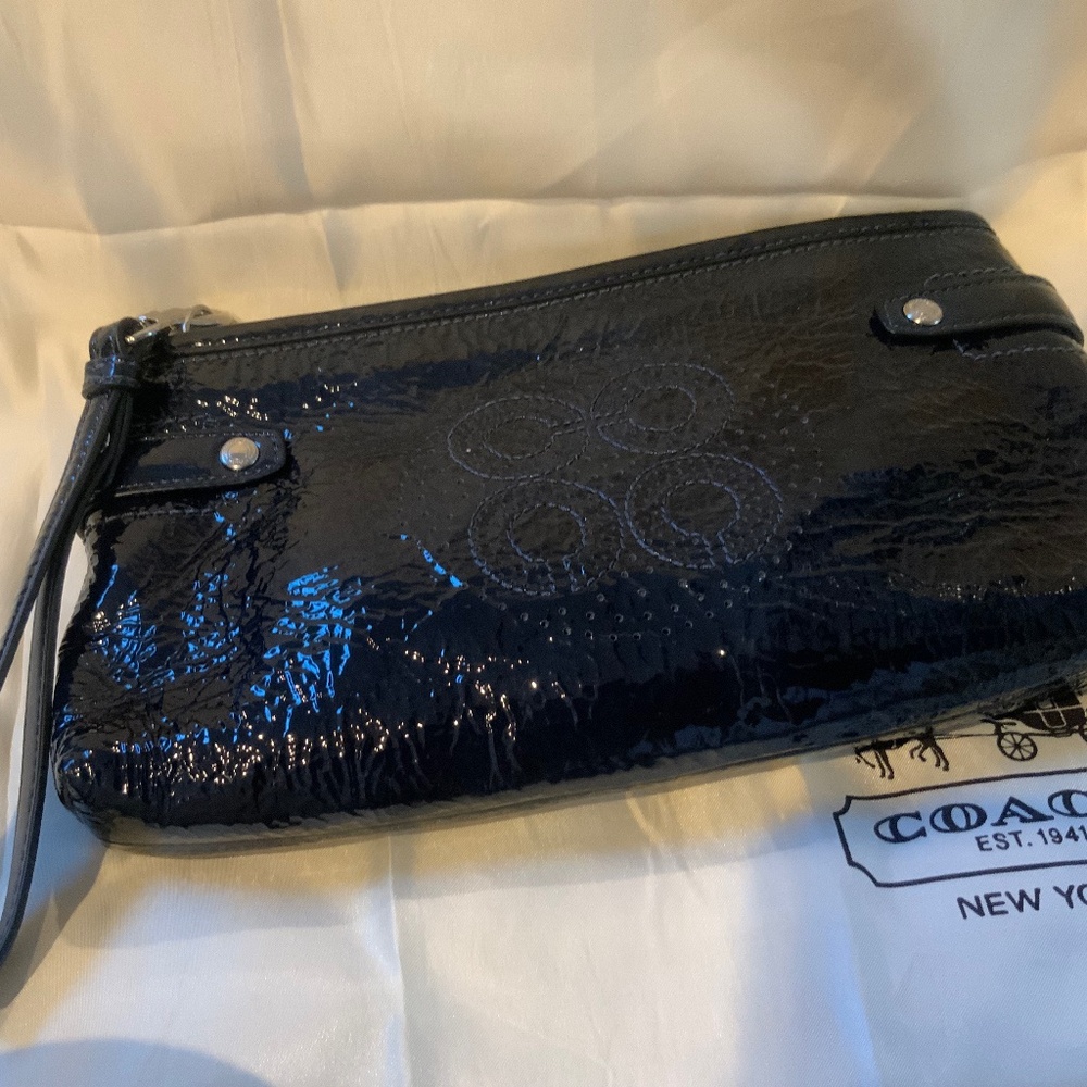 Coach Clutch with Strap Navy Blue